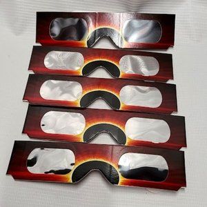 5 Pair of Solar Eclipse Paper Glasses CE ISO Certified USA Stock Brand New